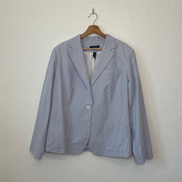 Lauren Ralph Lauren – Blue Pinstripe Single Breasted Blazer Jacket - Picture 1 of 9